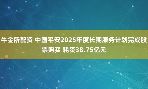 牛金所配资 中国平安2025年度长期服务计划完成股票购买 耗资38.75亿元